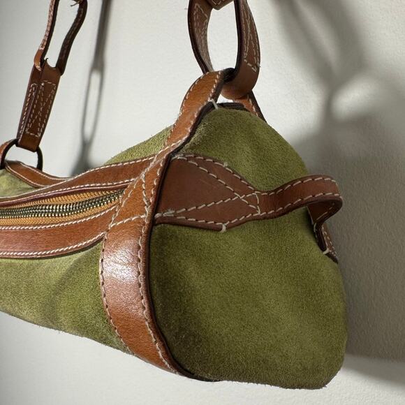 Vintage Kate Spade Green Suede Leather Shoulder Bag - Picture 6 of 12